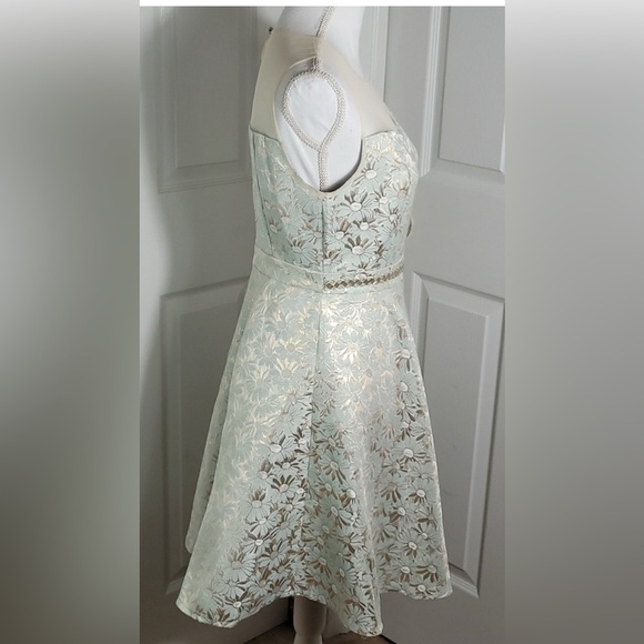 Ryu Mint Sleeveless Brocade A-Line Dress - Picture 12 of 16